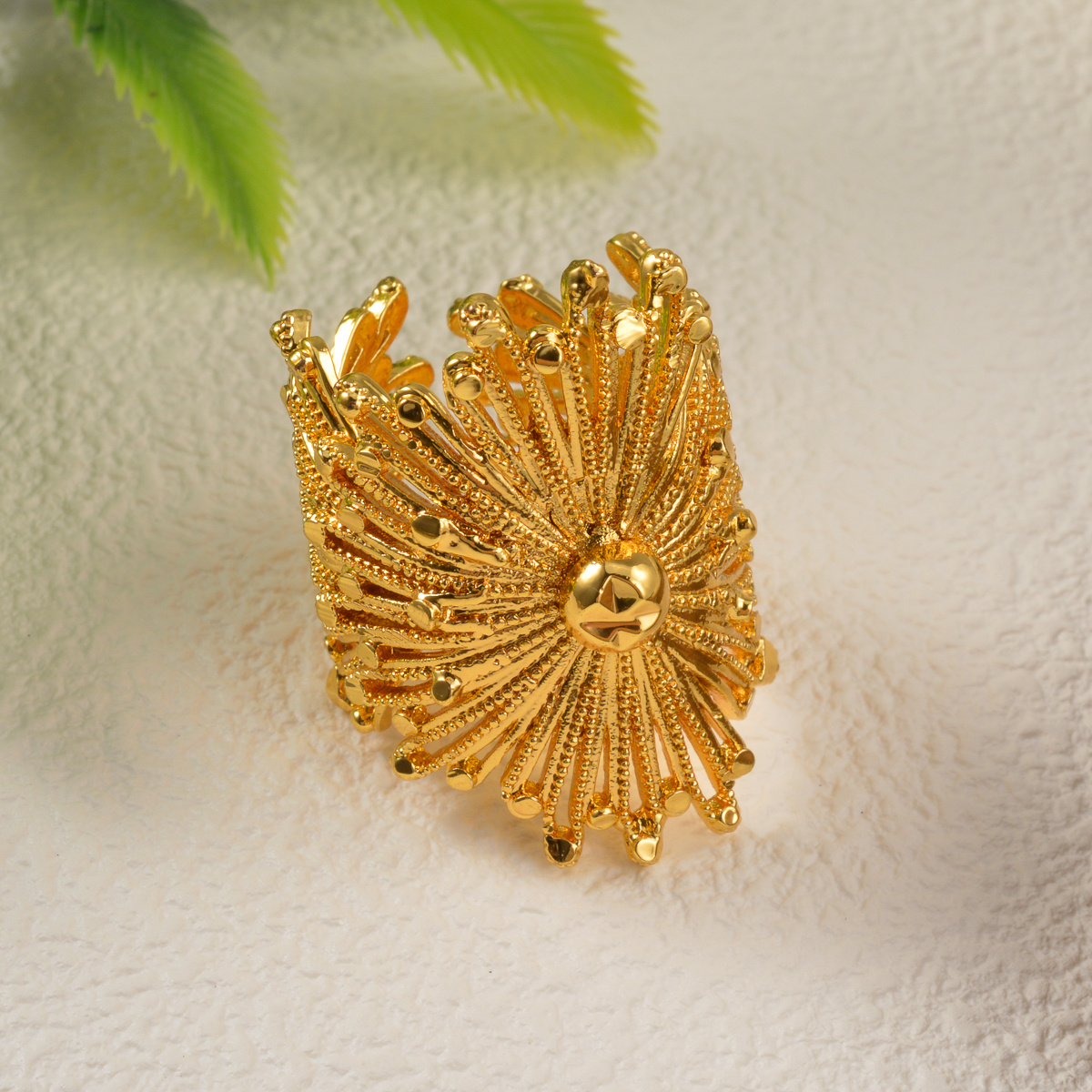 Women's Retro Dandelion Floral Adjustable Ring, Daily Versatile